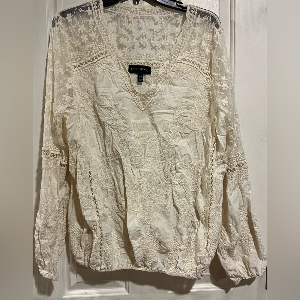 Lane Bryant Women's Cream Lace Top